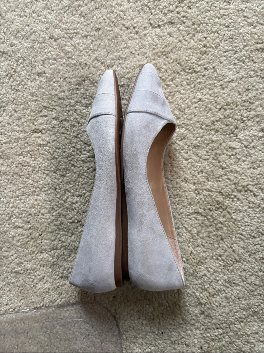 Franco Sarto Light Gray Suede Pointed Toe Flats-Size 6